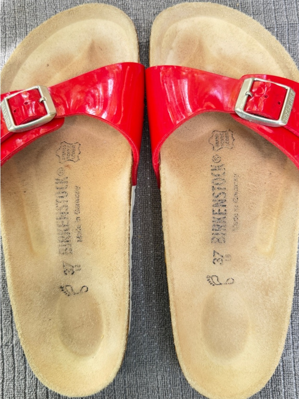 Birkenstock Red Patent Single Strap Sandals